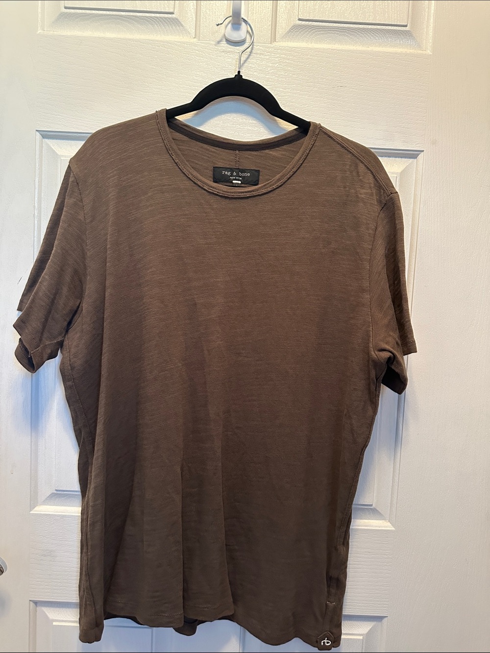 rag & bone 100% Cotton Brown Short-Sleeve Crew Neck Tee Size Large